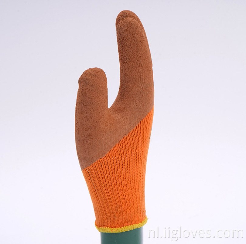 Oranje nylon schuim Terry Handschoenen bruin latex schuim slijtvast schuim cheerhandschoenen halfhangende ademende handschoenen